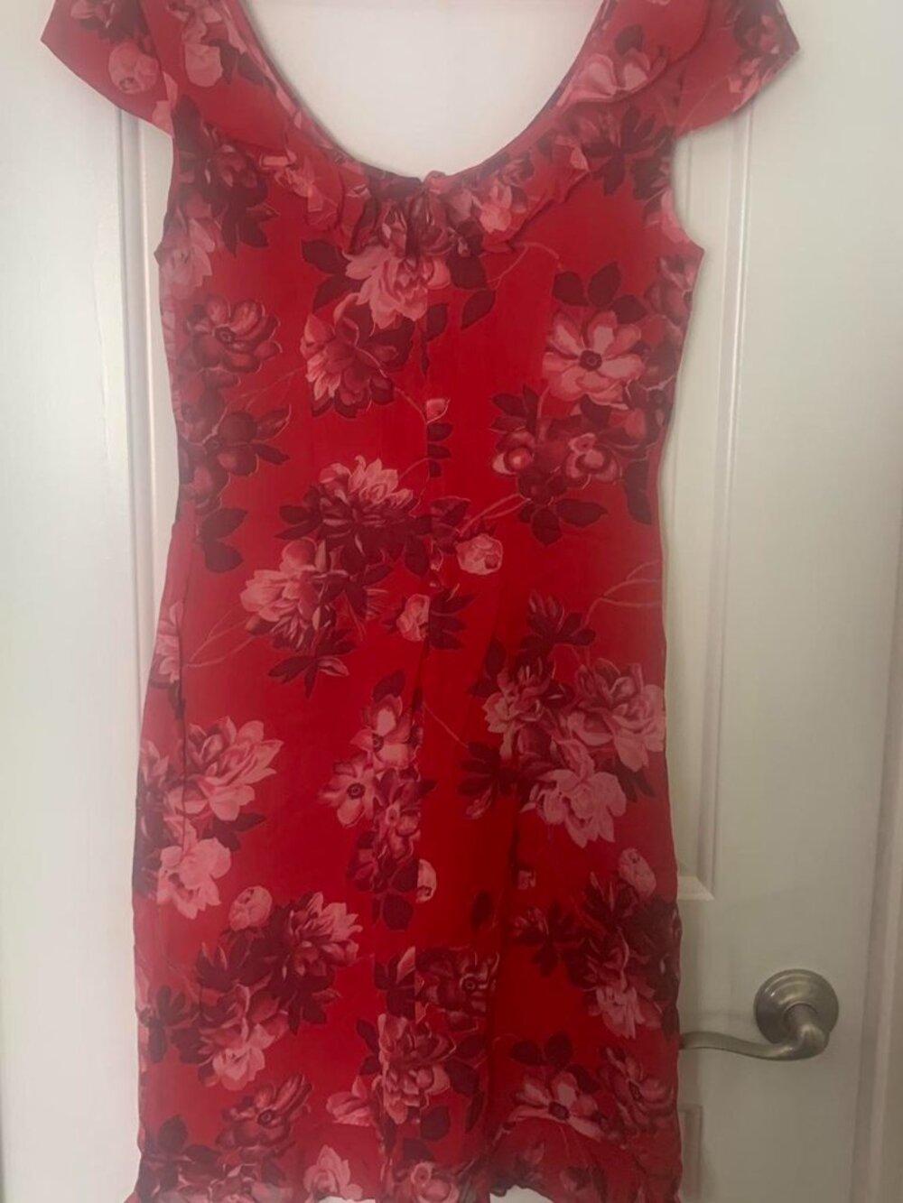 Vintage 90s red floral knee length dress - Picture 3 of 7